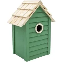 Spetebo Nistkasten Holz Vogelhäuschen grün zum HInstellen - 25 x 18 cm, für die saisonale Dekoration oder als Geschenkidee