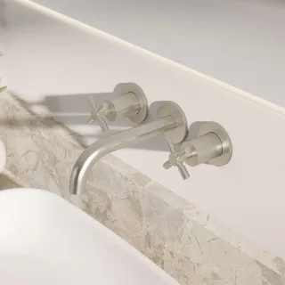 Steinberg Serie 250 3-Loch Waschtischwandarmatur 195mm Auslauf, brushed nickel, 250 1902 BN 250 1902 BN
