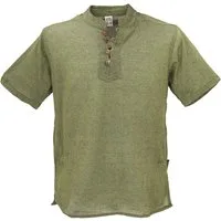 Guru-Shop Hemd & Shirt Yoga Hemd, Goa Schlupfhemd, Kurzarm Männerhemd,.. Ethno Style, alternative Bekleidung