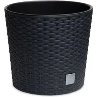 astor24 Blumentopf Blumentopf Rattan Blumenkübel Übertopf Pflanzentopf Pflanzkübel Blumen (Blumentopf Garten Balkon Blumen Topf Kräutertopf, 1 Blumentopf mit Innentopf), hochwertig verarbeitet - mit Wasserüberlauf - fertig montiert