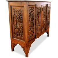 livasia Sideboard Sideboard Massivholz 100x40x80cm Akazie handgeschnitzt