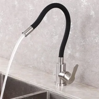 360° Rotatable 304 Stainless Steel Kitchen Silicone Tube Faucet Hot And Cold Brushed Universal Rotatable Vegetable Sink