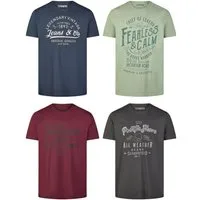 riverso T-Shirt Herren Printshirt RIVLeon Regular Fit (4-tlg) Kurzarm Tee Shirt mit Rundhalsausschnitt aus 100% Baumwolle