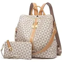 HAUSS SPOLE Rucksack Laptoprucksack Schulrucksack Lederrucksack Reiserucksack Leder (32x32x14 cm Lederrucksäcke mit 20x11 cm Handtasche, Schultertasche, Schule Rucksack, Notebook Laptop Tasche, Vintage), für Herren Damen Jungen Teenager Freizeit Arbe