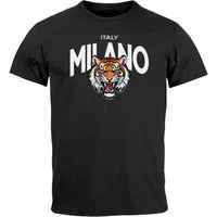 Neverless Print-Shirt Herren T-Shirt Tiger Frontprint Aufdruck Milano Mailand Italy Fashion mit Print