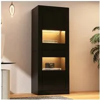 Merax Standvitrine Vitrine mit LED-Beleuchtung inkl.APP (1-St) Hochschrank mit erstellbaren Glasböden & Kippsicherung, 61x42x162 cm
