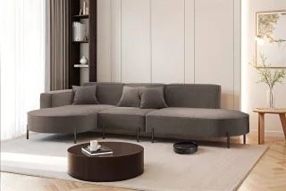 Ecksofa Designersofa VALENCIA in Stoff Quelle Braun Ottomane Links