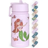 BEARFOOT Trinkflasche Thermo Kinder Trinkflasche Edelstahl - Meerjungfrau lila, Thermosflasche, auslaufsicher, Edelstahl, Kinderflasche, BPA-frei