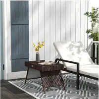 Outsunny Beistelltisch Rattan Gartentisch Klapptisch wetterfester Campingtisch (Couchtisch, 1-St., Kaffeetisch), für Garten, Balkon, Braun, 60 x 41 x 41 cm