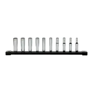 Milwaukee Steckschlüsseleinsatz 1/4" lang Set 6-kant metrisch, 10-teilig auf Schiene - 4932501801
