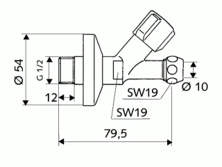 Schell Schrägsitzventil COMFORT 1/2"chrom mit Verlängerung und Rosette 059030699