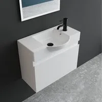 Alpenberger Badmöbel-Set Waschbecken mit Unterschrank 55 cm Breit, (Badezimmermöbel Waschtisch, Badschrank Schmal), Waschbeckenunterschrank mit Softclose