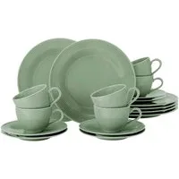 Seltmann Weiden Kaffeeservice Geschirr-Set, Service Beat (18-tlg), 6 Personen, Porzellan, Teller, Tassen, Untertassen, Rillendekor, 18 Teile, für 6 Personen