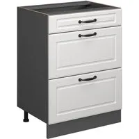 Vicco Unterschrank R-Line Weiß Landhaus/Anthrazit 60cm mit Schubladen ohne Arbeitsplatte (1-St)
