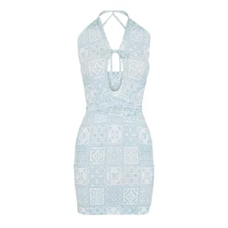 Off White - Minikleid für Damen (Blau/Weiß)
