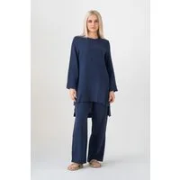 WENOR Hosenanzug Tunika Set aus Musselin 100 % Baumwolle Modest Fashion (2-tlg)