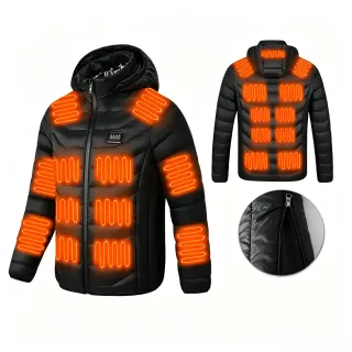 TENGOO HZ-23 23 Heating Zones Unisex Smart Thermal Coat Zipper Size Adjustable USB 5V / DC 7.4V Dual Power Hooded Winter