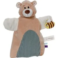 Nici Schmusetuch My first NICI, Handpuppe Bär 2in1 26x25 cm, sanfte Materialmix aus glattem und geripptem Plüsch