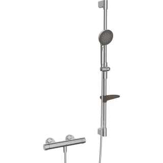 Hansa HANSAPRISMA Duschsystem 48130431 mit Thermostat, Wandmontage, 970mm, chrom