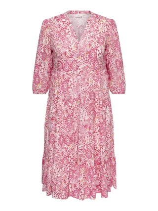 ONLY CARMAKOMA - CARMILANA 3/4 DRESS WVN NOOS Cloud Dancer - Gr. - 46