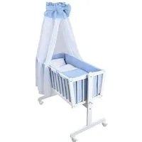 Baby-Delux Stubenbett Babywiege Komplettset Waffelpique Musselin, Schaukelwiege Weiß 90x40cm Komplett Bettset Wiegenset