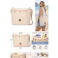 Antonio Shopper Antonio Umhängetasche Damen Bast Tasche mit Schultergurt Größe: L