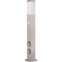 G&L Gartensteckdose LED Pollerleuchte IP44 Gartenstehlampe, Wegeleuchte mit E27-Fassung, Edelstahl Außenleuchte Stehleuchte, mit 2 Steckdosen, Leuchtmittel nicht inklusive