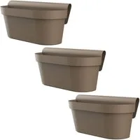 Engelland Balkonkasten Blumenkasten mit Wasserspeicher & Drainagesystem (Vorteils-Set, 3 St., Robust & Bruchfest), Blumentopf für Balkongeländer & Gartenzäune, Wetterfest, Kunststoff