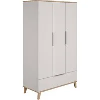 PAIDI Kleiderschrank FIENE in Grau, 3 Türen und 1 Schublade mit Soft-Close inkl. Kleiderstange und Einlegeböden, Kleiderschrank aus Holz