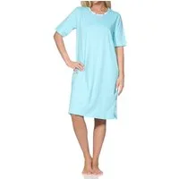Normann Nachthemd Normann Damen kurzarm Nachthemd – Romantische Schleifen & Rosen-Look