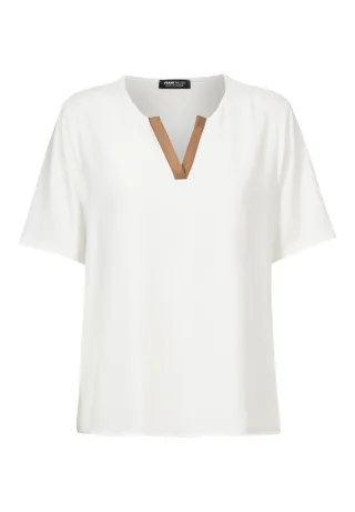 FRANK WALDER - Shirt SALTED TANGERINE mit Kontrastbesatz ecru - Gr. - 40