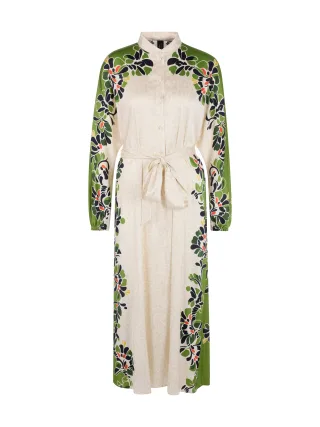 Marc Cain Collections - Maxikleid mit stilisierten Blüten bright ecru - Gr. - 34
