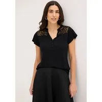 bonprix Henleyshirt figurumschmeichelnde Passform, Kurzarm, aus Viskose-Mix mit Elasthan
