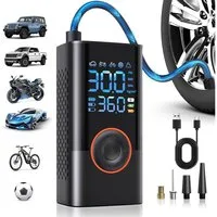 TUWENA Akku-Luftpumpe Kabelloser Elektrische Luftpumpe, 150PSI Akku Kompressor Fahrradpumpe, mit LED-Licht & Auto-Stopp, für E-Bike, Auto, Motorrad, Bälle