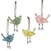 Logbuch-Verlag Dekofigur Deko Vögel Metall Hänger 4er Set Pastell - Vogel Anhänger Frühling