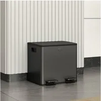 HOMCOM Mülltrennsystem Mülleimer 15L Abfalleimer aus Edelstahl mit Softclose Deckel, Deodorant-Deckel, Edelstahl, Schwarz