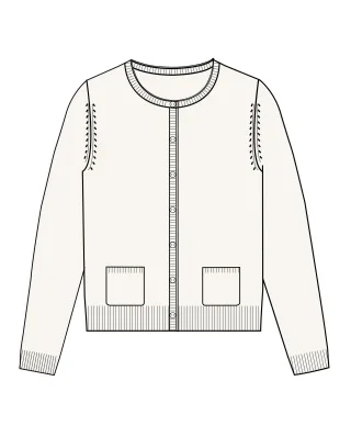 CLARINA - NOS Rdh.-Cardigan, 1/1 Arm,uni 104 offwhite - Gr. - 46