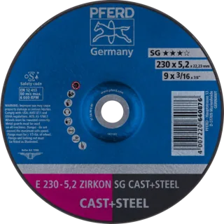 PFERD TOOLS Schruppscheibe E ZIRKON Leistungslinie SG CAST+STEEL für Guss/Stahl - 62223527