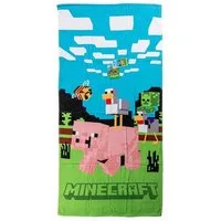 Minecraft Badetücher Minecraft Badetuch 70x140cm – Piggy Ride Strandtuch, 100% Baumwolle (1-St)