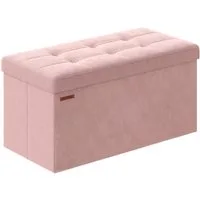 SONGMICS Sitzhocker Aufbewahrungshocker, Samtige, klappbare Sitztruhe (76/110 cm) mit 2 extra Boxen