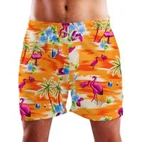 King Kameha Badeshorts Flamingos Funky Hawaii Bade-Shorts Mesh-Einsatz Verschluss Kordelzug Mit integriertem Mesh-Innenslip für extra Komfort