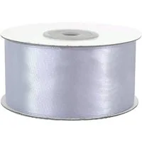 Creativery Satinband, Satinband 38mm x 25m Rolle Silber / Grau