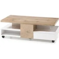 freiraum Couchtisch RENNES, mit Fach+Schub, MDF weiss / Dekor Eiche - 120x40x60 (BxHxT)