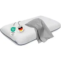 casimum Nackenstützkissen COMFORT Nackenkissen klassische Form & große Liegefläche, Füllung: Memory Foam (Memory Schaum), Bezug: Grau, Seitenschläfer, Rückenschläfer, ergonomisches Nackenkissen, HWS Kopfkissen, 70x40cm, mit grauem Bezug