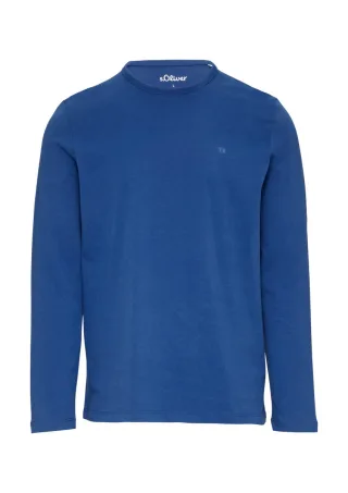 s.Oliver Red Label - Longsleeve aus Jersey mit Logo-Detail blau - Gr. - XL