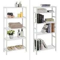 SONGMICS Badregal Bücherregal, 5 Ebenen, stufig höhenverstellbar, Bambus