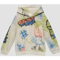 s.Oliver Sweatshirt Sweatshirt Gemustertes Sweatshirt mit Kapuze