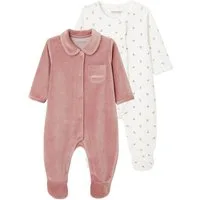 vertbaudet Schlafanzug Baby Samt-Strampler 2er-Pack
