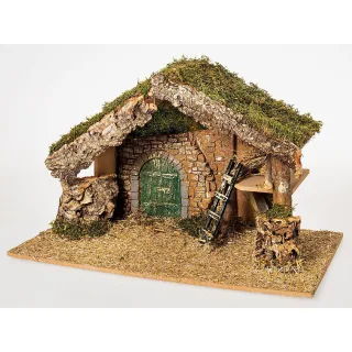 Krippe aus Holz und Moos, 49 x 28 x 33 cm