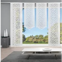 HOME WOHNIDEEN Schiebegardine JENNA (4 St), Klettband, halbtransparent, Schiebevorhang Jacquard Set